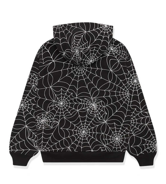 Sp5der Embroidered AOP Hoodie Black