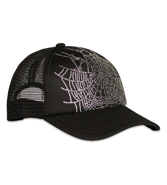 Sp5der Rhinestone Web Hat Black