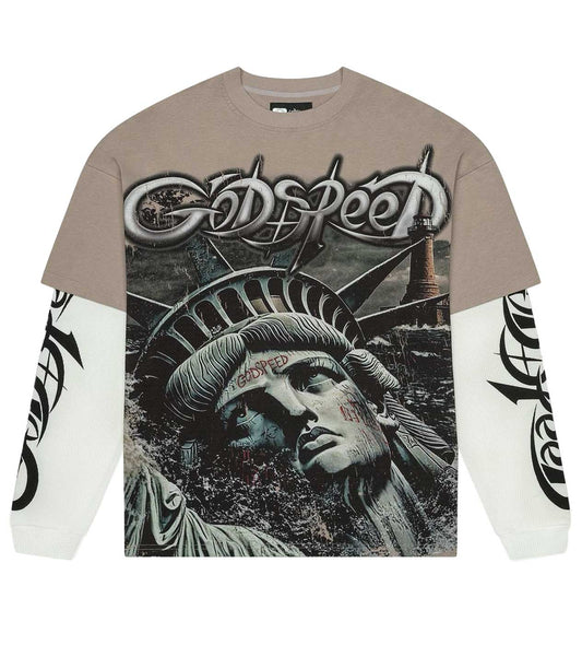 Godspeed Sunken Liberty 2 Layered Tee Stone Grey